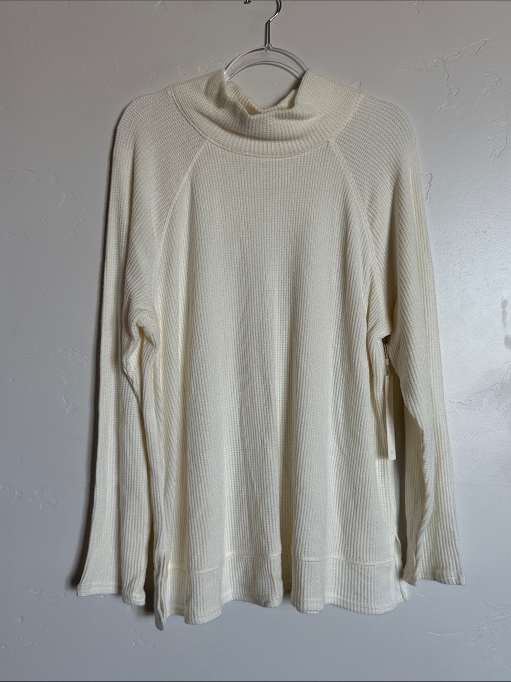 Caslon Cream Waffle-Knit Mock Neck Sweater
